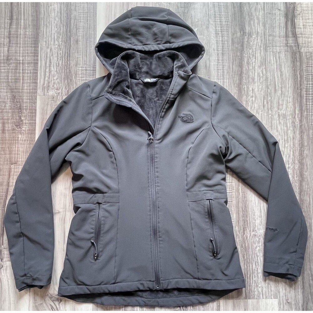 The North Face Shelbe Raschel Womens Medium Gray Softshell Hooded Fleece Jacket